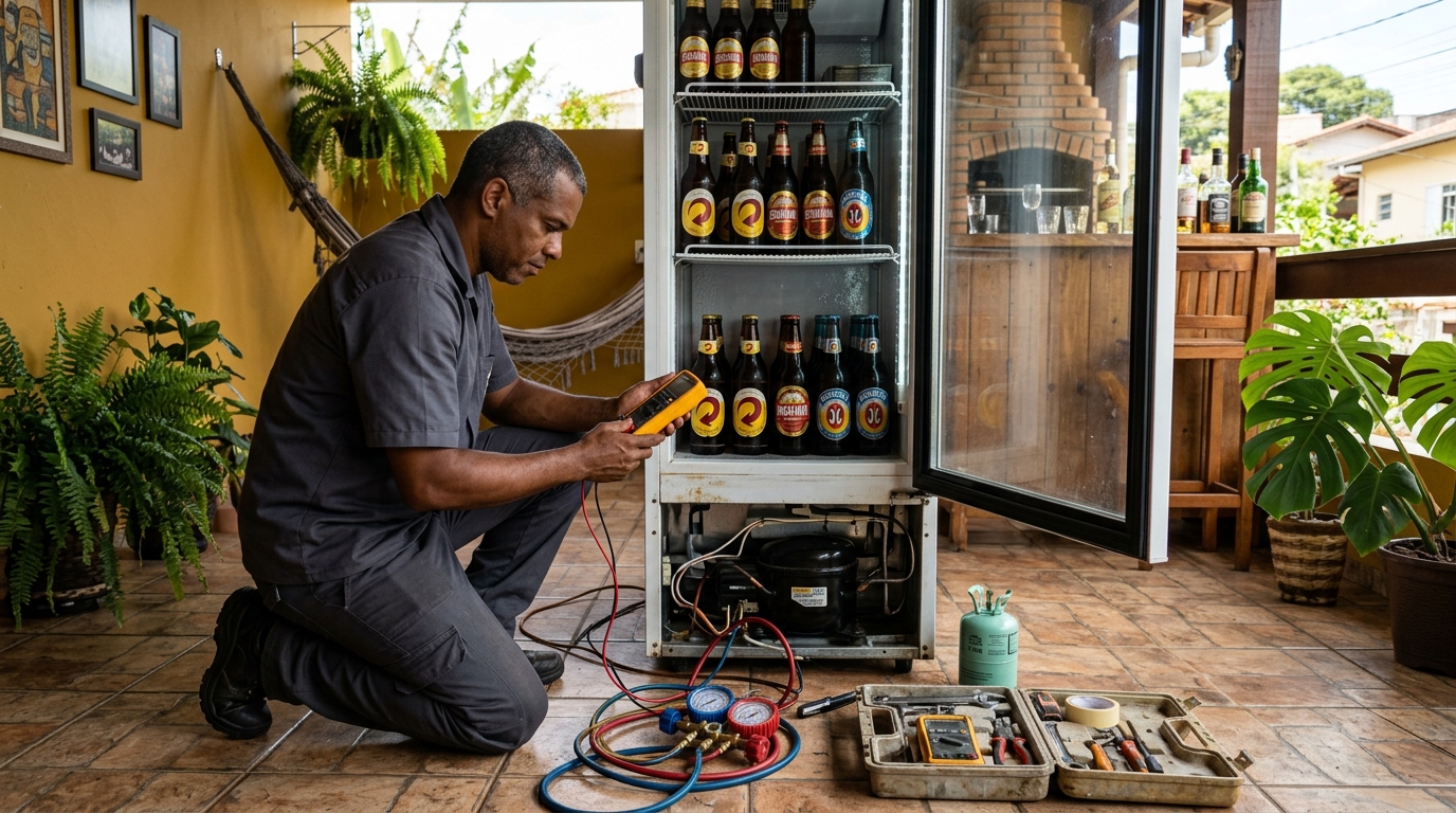 Conserto de placa eletrônica de cervejeira na Chácara Recreativa Residencial Cortina d’Ampezzo, São José do Rio Preto‑SP